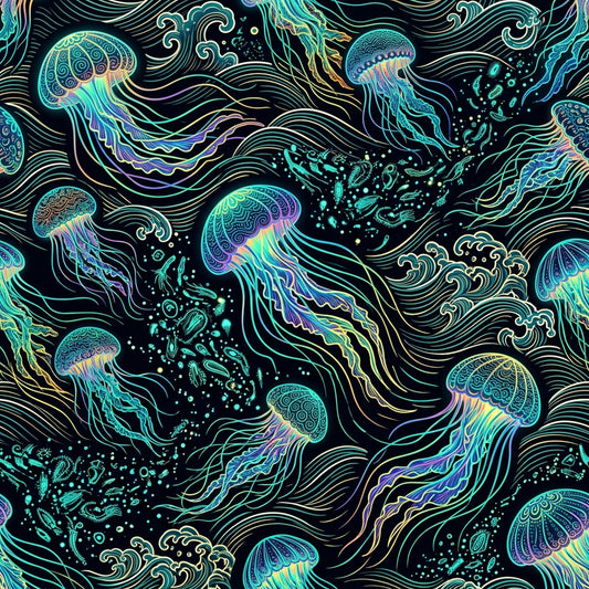 Deep Sea Bioluminescence Pattern 53 Quilting Cotton Fabric