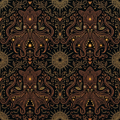 Deep Sea Bioluminescence Pattern 54 Quilting Cotton Fabric