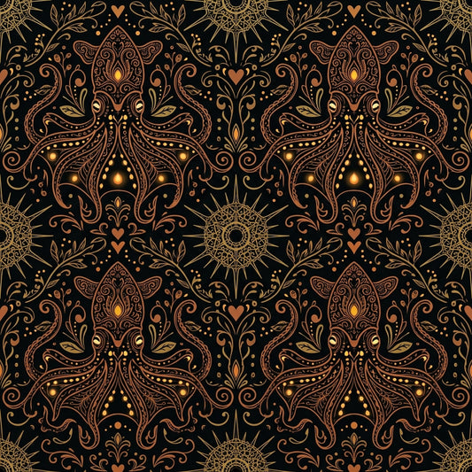 Deep Sea Bioluminescence Pattern 54 Quilting Cotton Fabric