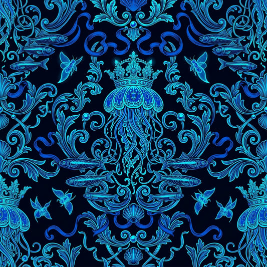 Deep Sea Bioluminescence Pattern 57 Quilting Cotton Fabric