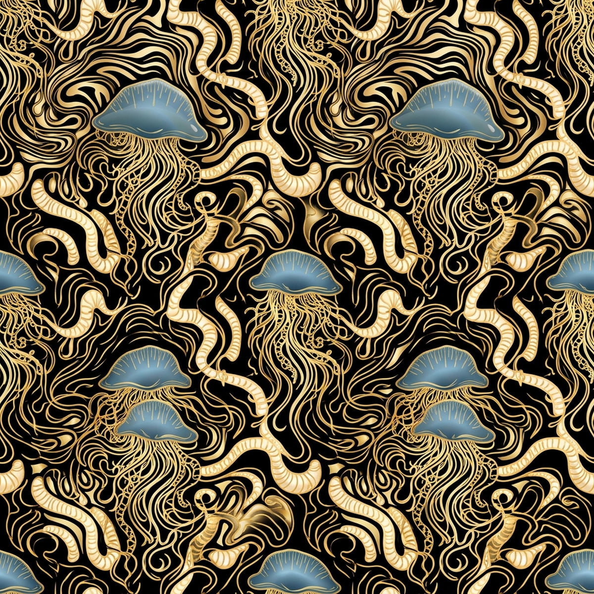 Deep Sea Bioluminescence Pattern 58 Quilting Cotton Fabric