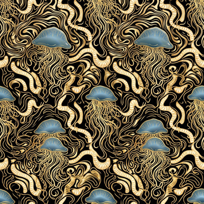 Deep Sea Bioluminescence Pattern 58 Quilting Cotton Fabric