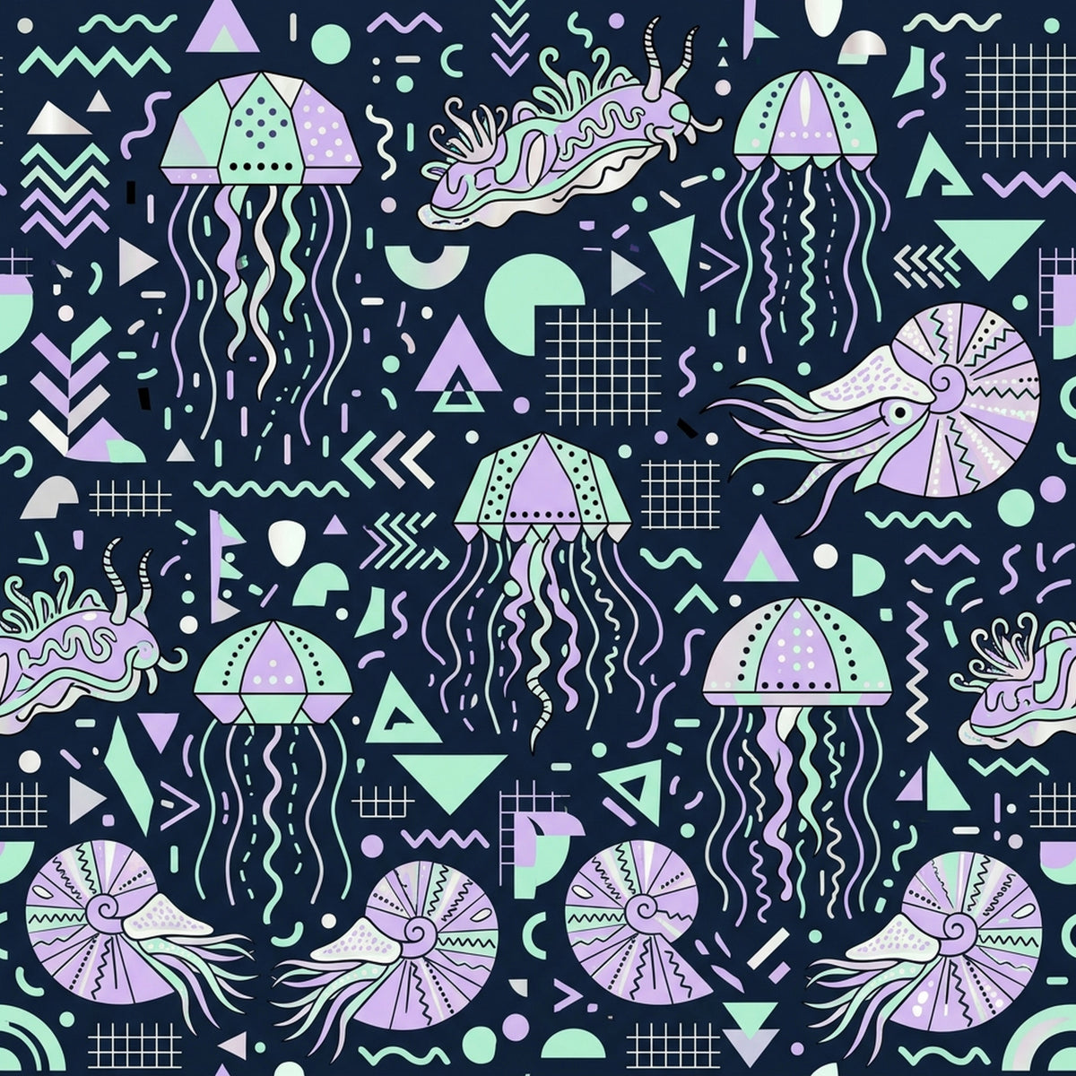 Deep Sea Bioluminescence Pattern 59 Quilting Cotton Fabric