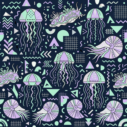 Deep Sea Bioluminescence Pattern 59 Quilting Cotton Fabric