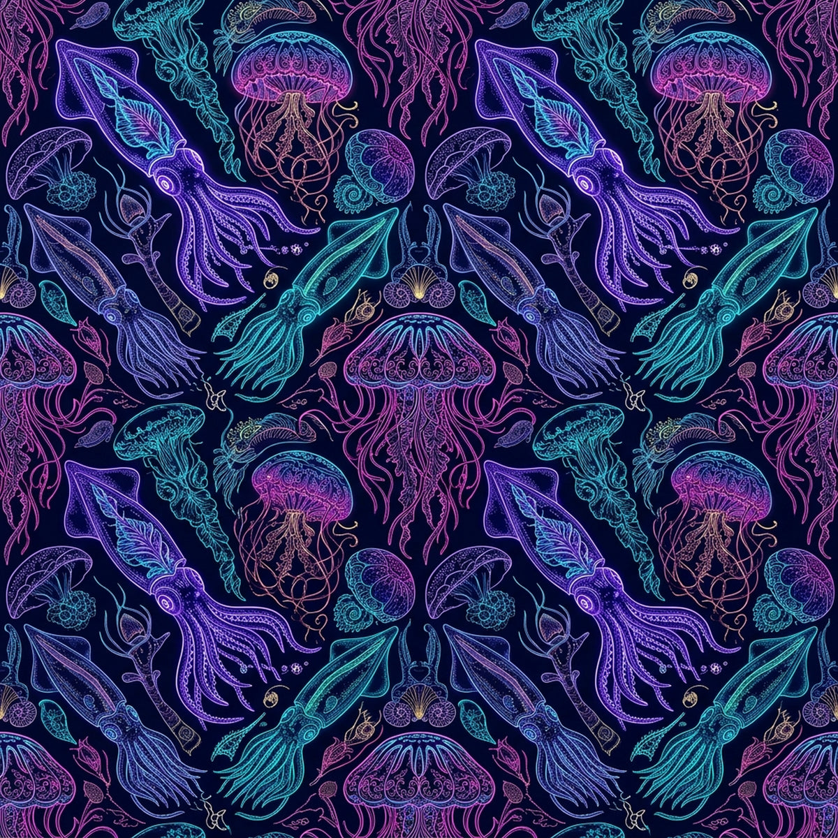 Deep Sea Bioluminescence Pattern 6 Quilting Cotton Fabric