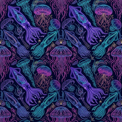 Deep Sea Bioluminescence Pattern 6 Quilting Cotton Fabric