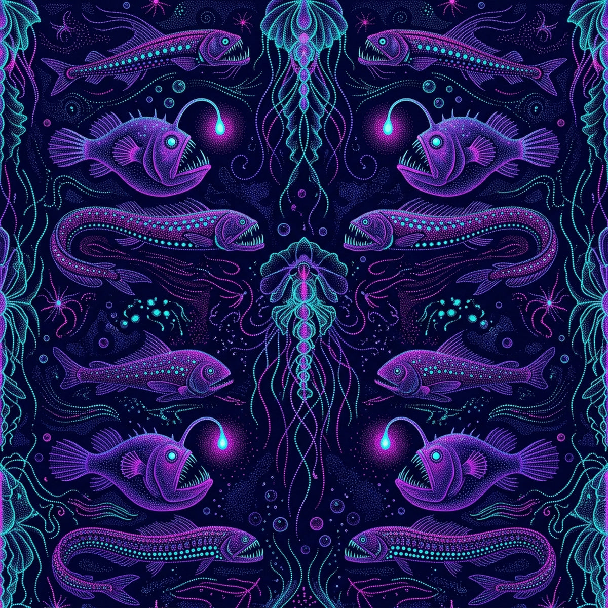 Deep Sea Bioluminescence Pattern 61 Quilting Cotton Fabric