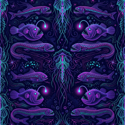 Deep Sea Bioluminescence Pattern 61 Quilting Cotton Fabric