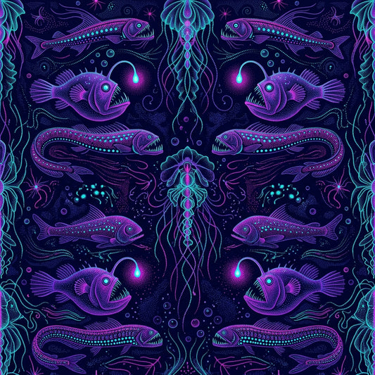 Deep Sea Bioluminescence Pattern 61 Quilting Cotton Fabric