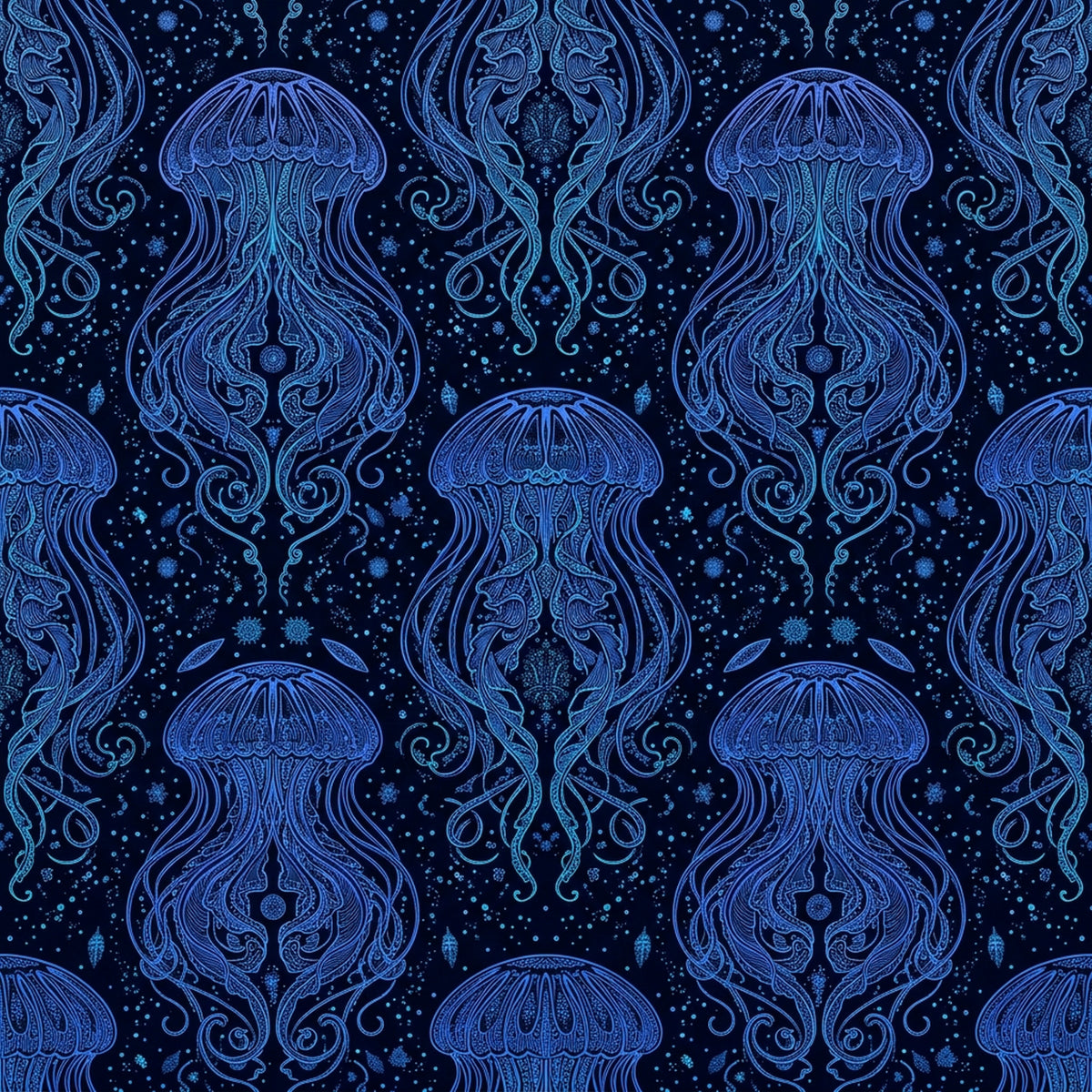 Deep Sea Bioluminescence Pattern 63 Quilting Cotton Fabric