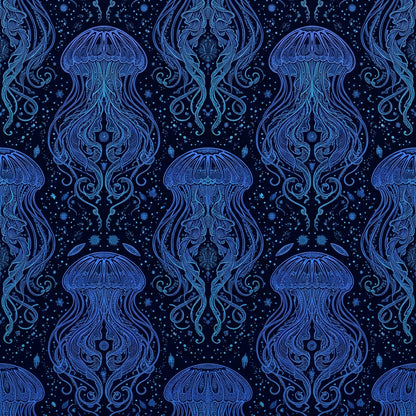 Deep Sea Bioluminescence Pattern 63 Quilting Cotton Fabric