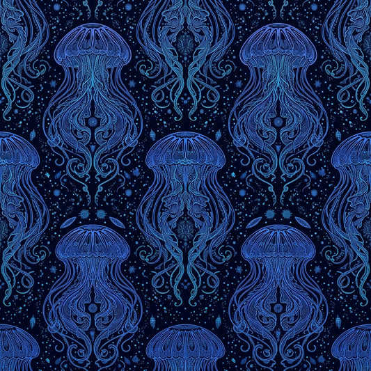 Deep Sea Bioluminescence Pattern 63 Quilting Cotton Fabric