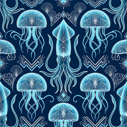 Deep Sea Bioluminescence Pattern 67 Quilting Cotton Fabric