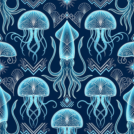 Deep Sea Bioluminescence Pattern 67 Quilting Cotton Fabric