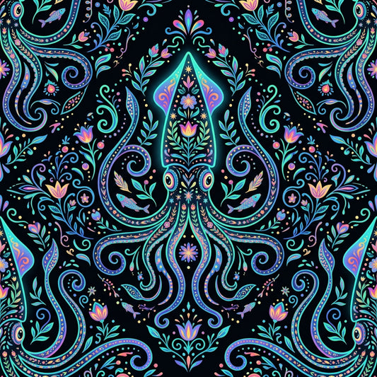 Deep Sea Bioluminescence Pattern 68 Quilting Cotton Fabric