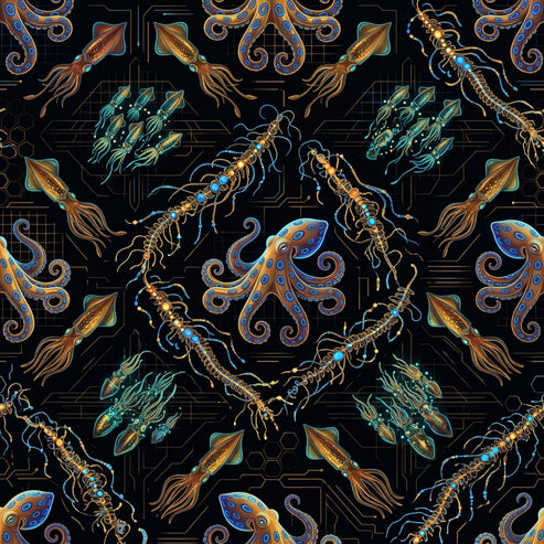 Deep Sea Bioluminescence Pattern 69 Quilting Cotton Fabric by the Yard ...