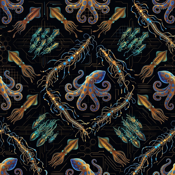Deep Sea Bioluminescence Pattern 69 Quilting Cotton Fabric by the Yard ...