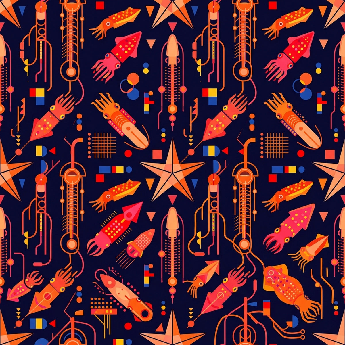 Deep Sea Bioluminescence Pattern 70 Quilting Cotton Fabric