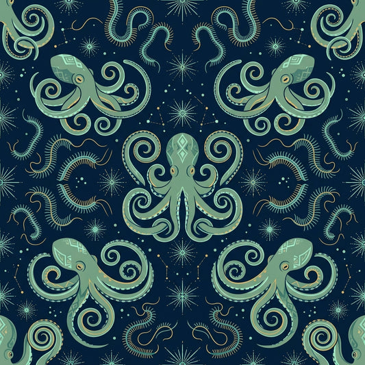 Deep Sea Bioluminescence Pattern 71 Quilting Cotton Fabric