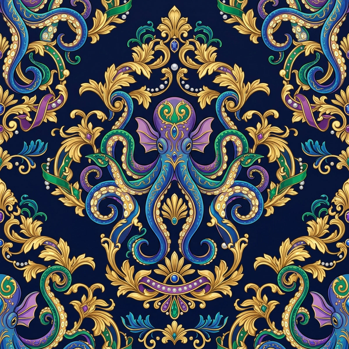 Deep Sea Bioluminescence Pattern 72 Quilting Cotton Fabric