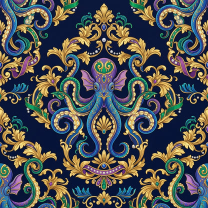 Deep Sea Bioluminescence Pattern 72 Quilting Cotton Fabric