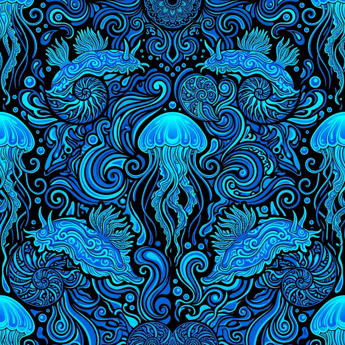 Deep Sea Bioluminescence Pattern 73 Quilting Cotton Fabric