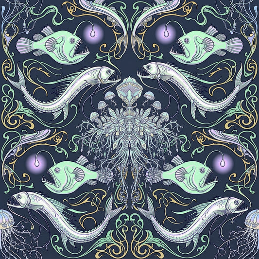 Deep Sea Bioluminescence Pattern 76 Quilting Cotton Fabric