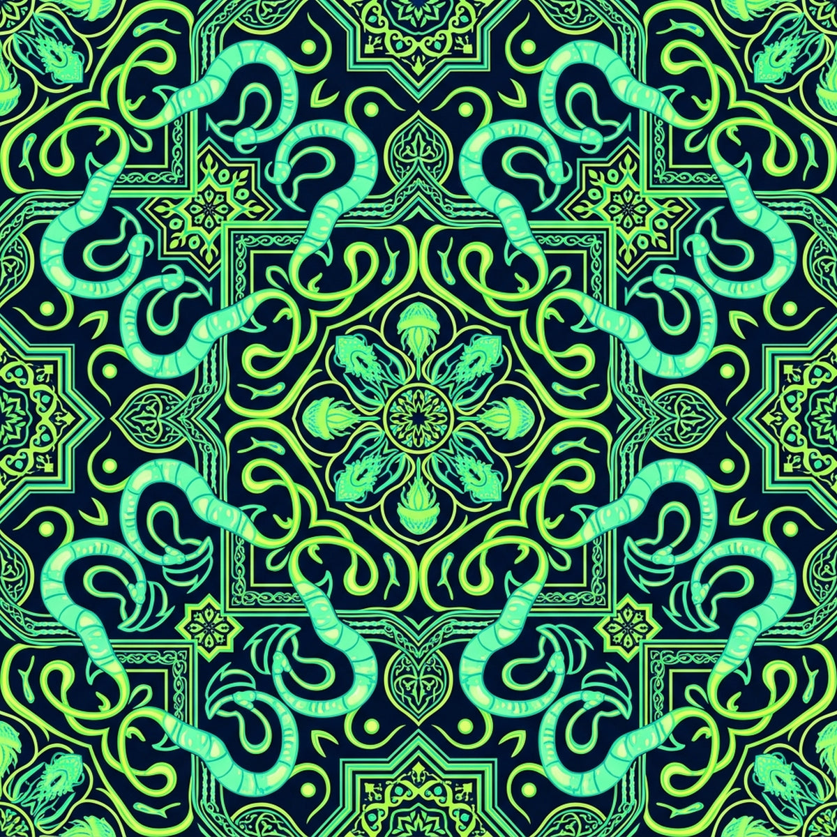 Deep Sea Bioluminescence Pattern 81 Quilting Cotton Fabric