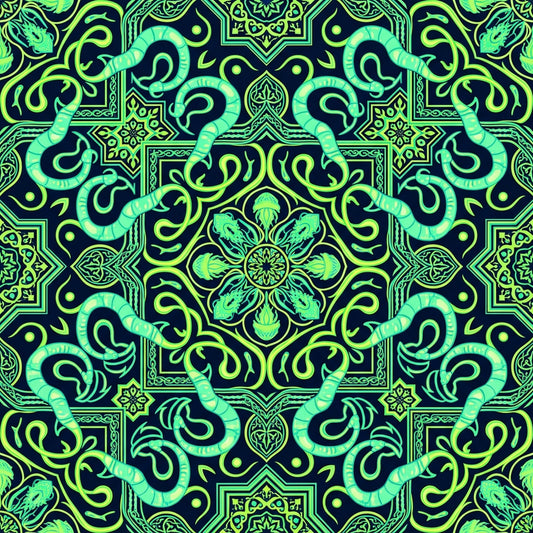 Deep Sea Bioluminescence Pattern 81 Quilting Cotton Fabric