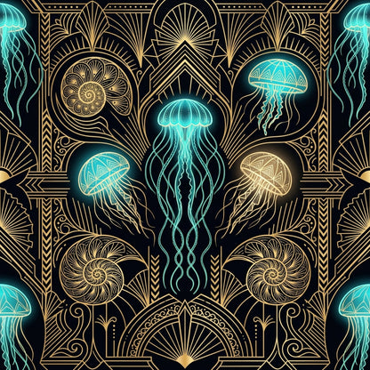Deep Sea Bioluminescence Pattern 83 Quilting Cotton Fabric