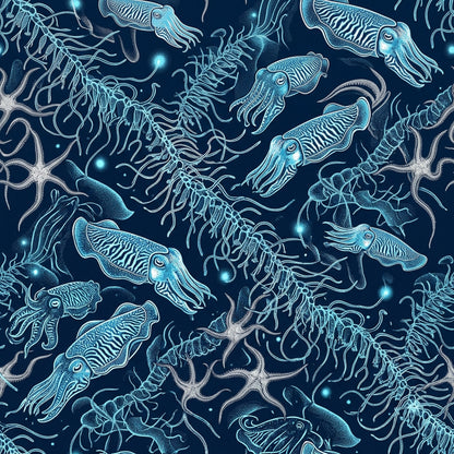 Deep Sea Bioluminescence Pattern 84 Quilting Cotton Fabric