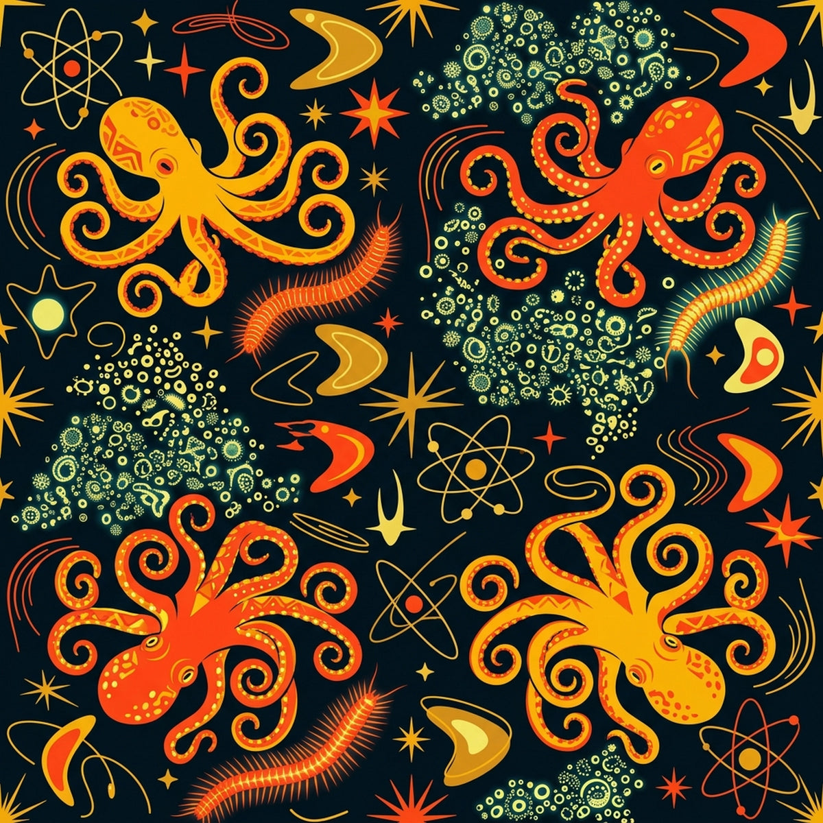 Deep Sea Bioluminescence Pattern 85 Quilting Cotton Fabric