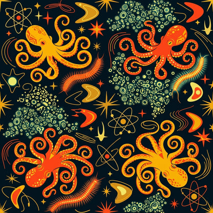 Deep Sea Bioluminescence Pattern 85 Quilting Cotton Fabric
