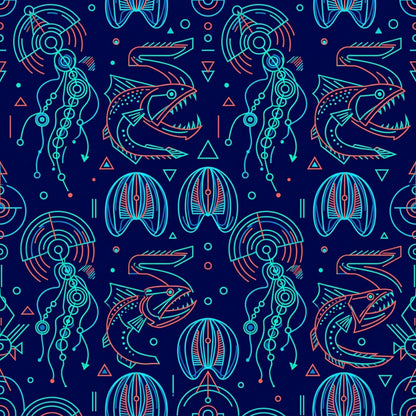 Deep Sea Bioluminescence Pattern 86 Quilting Cotton Fabric