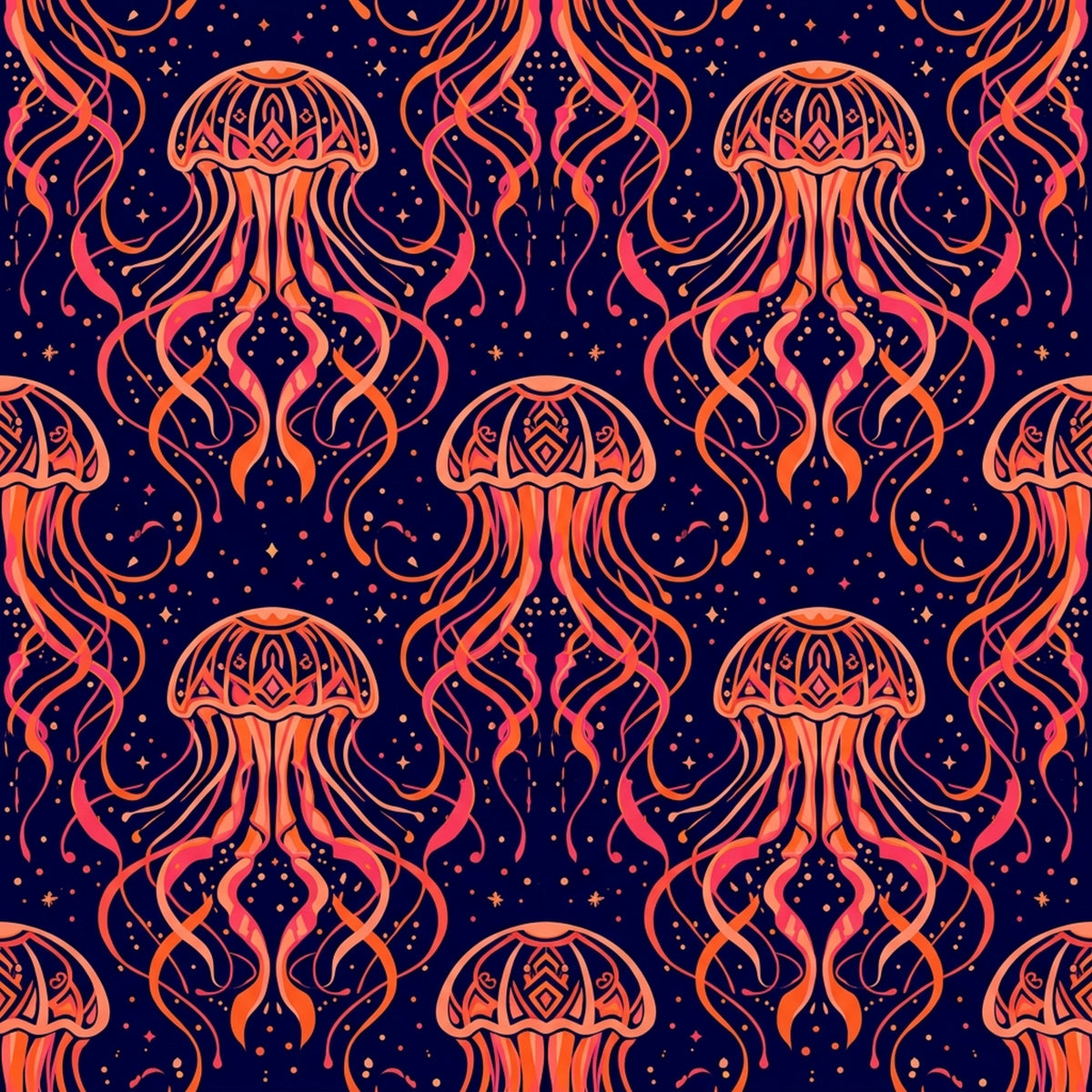Deep Sea Bioluminescence Pattern 87 Quilting Cotton Fabric