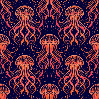Deep Sea Bioluminescence Pattern 87 Quilting Cotton Fabric