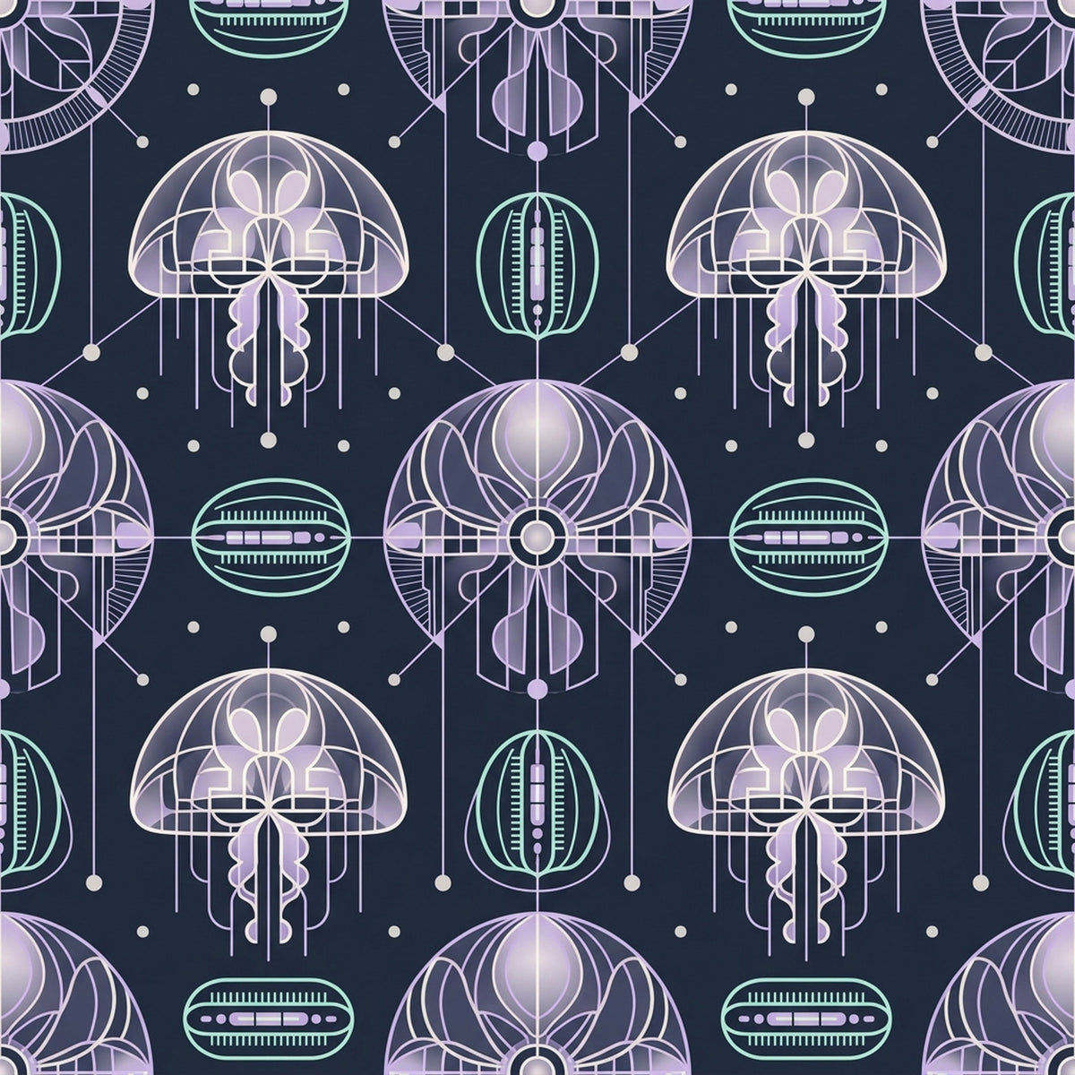 Deep Sea Bioluminescence Pattern 89 Quilting Cotton Fabric