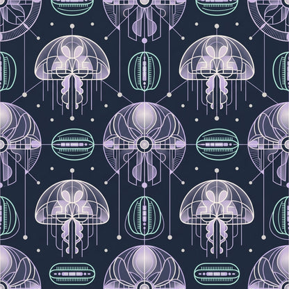 Deep Sea Bioluminescence Pattern 89 Quilting Cotton Fabric