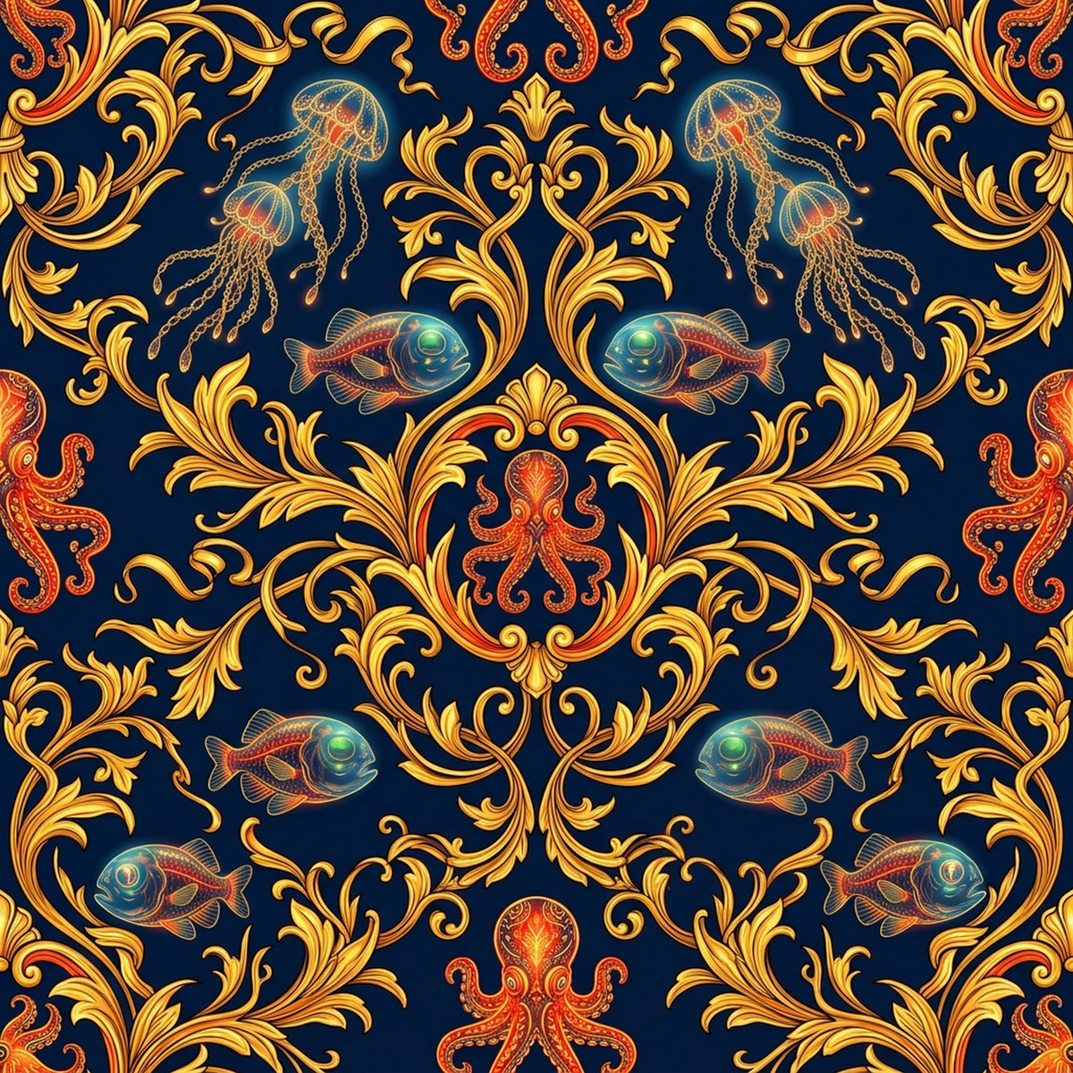 Deep Sea Bioluminescence Pattern 9 Quilting Cotton Fabric