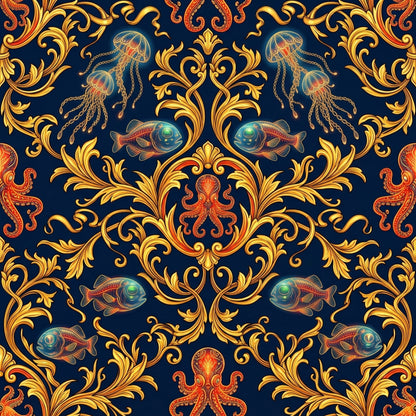 Deep Sea Bioluminescence Pattern 9 Quilting Cotton Fabric