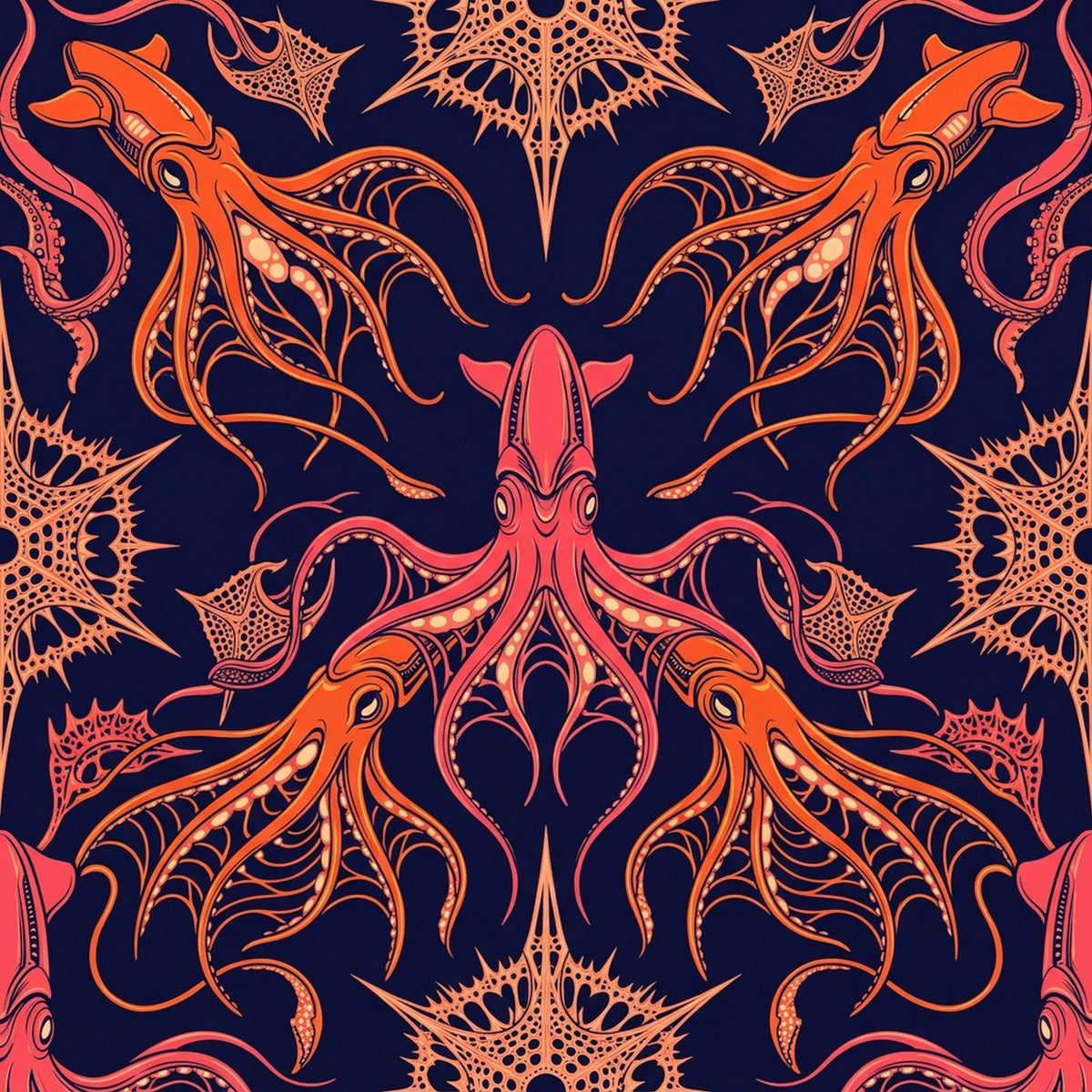 Deep Sea Bioluminescence Pattern 91 Quilting Cotton Fabric