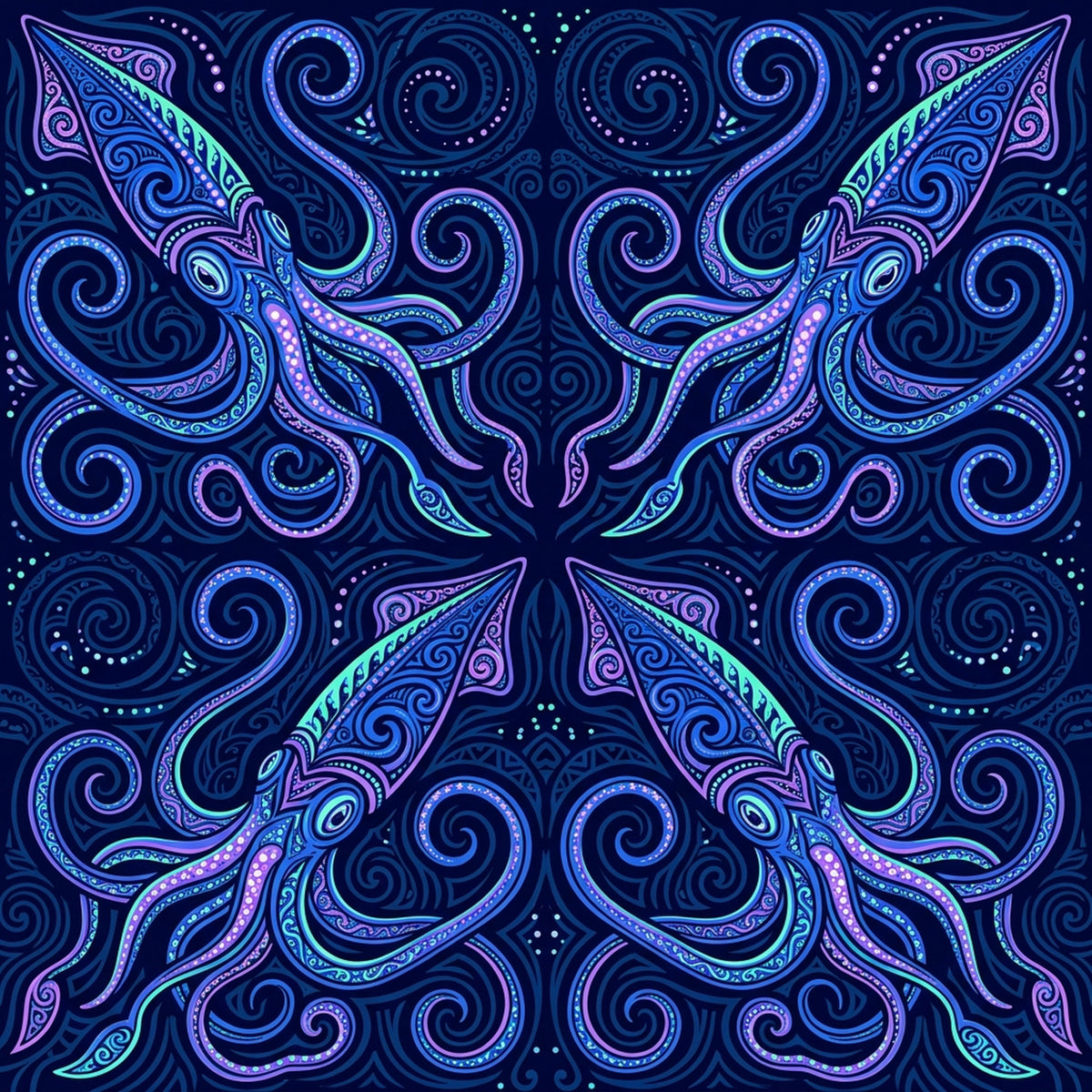 Deep Sea Bioluminescence Pattern 92 Quilting Cotton Fabric