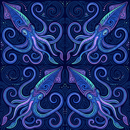 Deep Sea Bioluminescence Pattern 92 Quilting Cotton Fabric