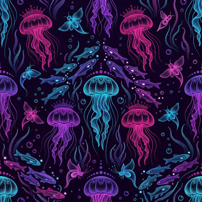 Deep Sea Bioluminescence Pattern 94 Quilting Cotton Fabric