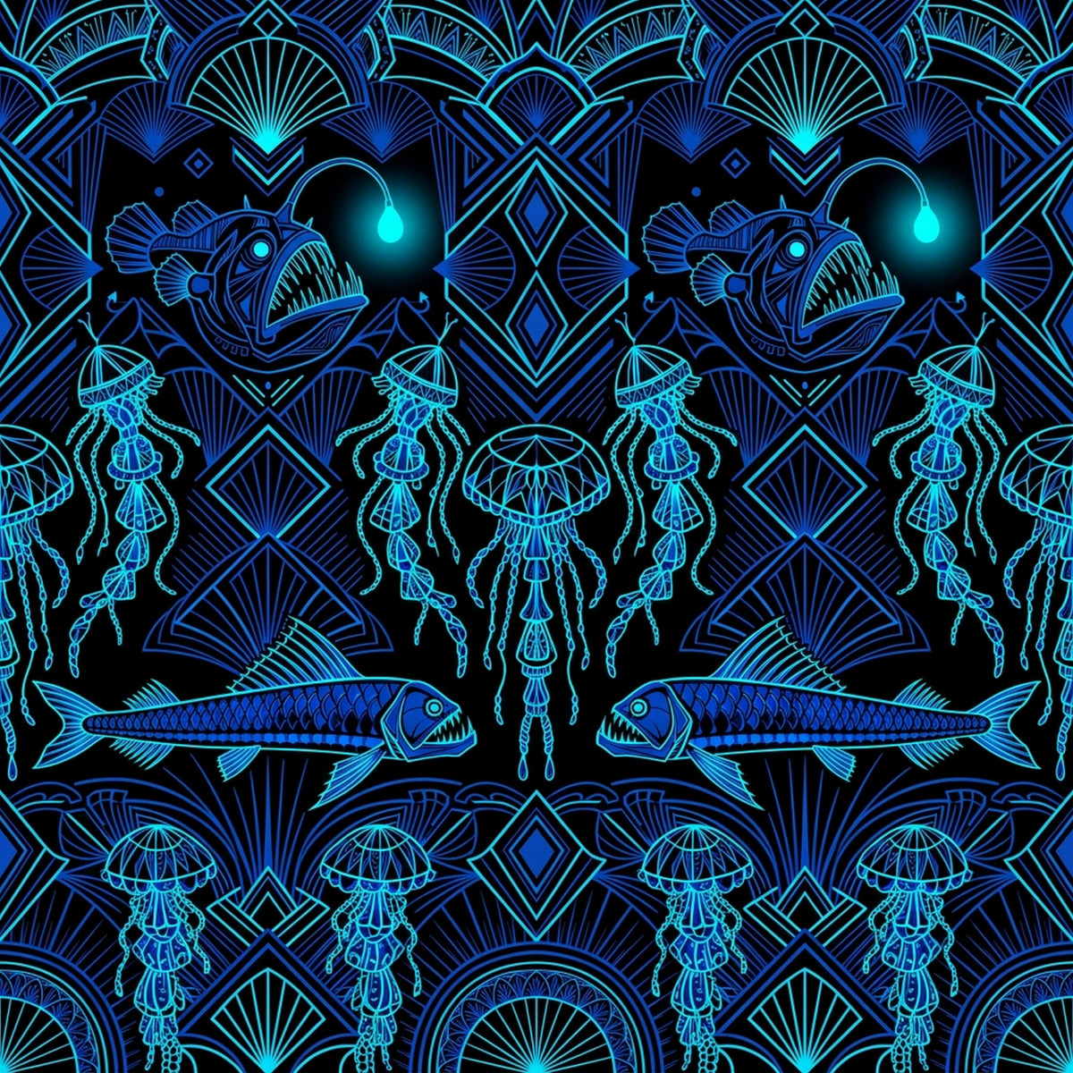 Deep Sea Bioluminescence Pattern 99 Quilting Cotton Fabric