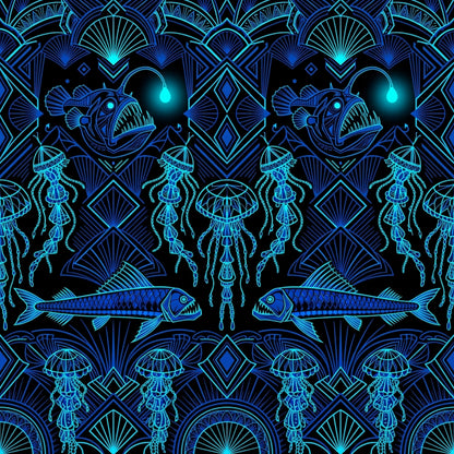 Deep Sea Bioluminescence Pattern 99 Quilting Cotton Fabric