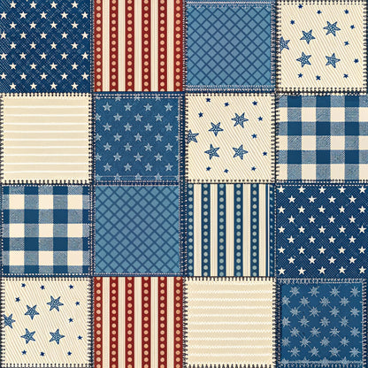 Denium Patchwork Pattern 12 Quilting Cotton Fabric