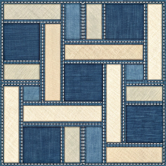 Denium Patchwork Pattern 13 Quilting Cotton Fabric