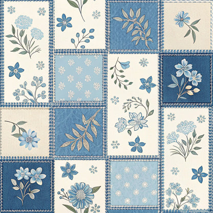Denium Patchwork Pattern 4 Quilting Cotton Fabric