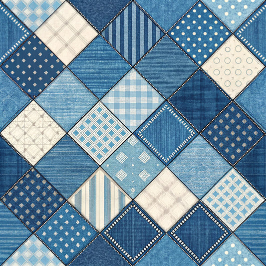 Denium Patchwork Pattern 5 Quilting Cotton Fabric